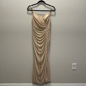 Azazie Elegant Ruched Champagne Dress